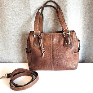 Fossil Y2K Dark Brown pebbled Leather Handbag